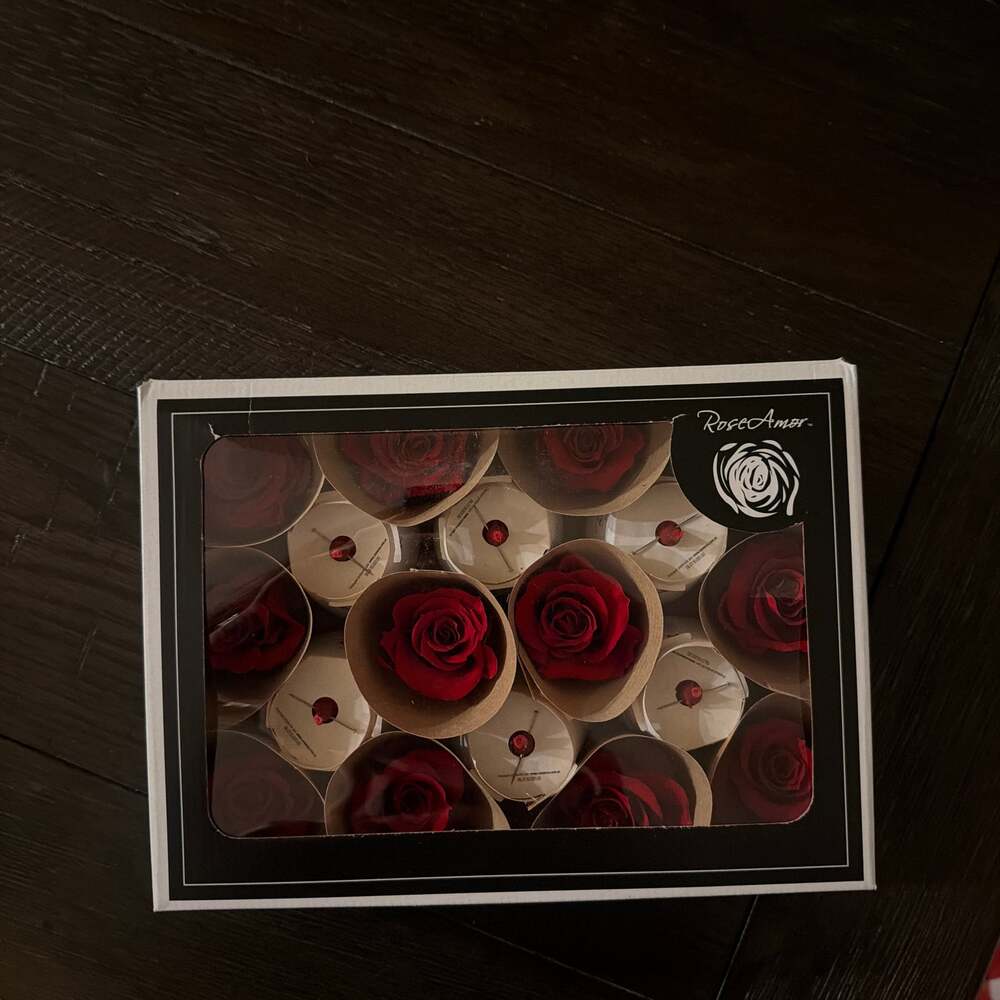 RoseAmor Dark Red Luxury Ecuadorian Preserved Rose Heads (Box of 6)